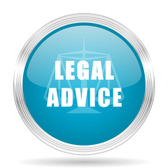 legal advice blue glossy metallic circle modern web icon on white background
