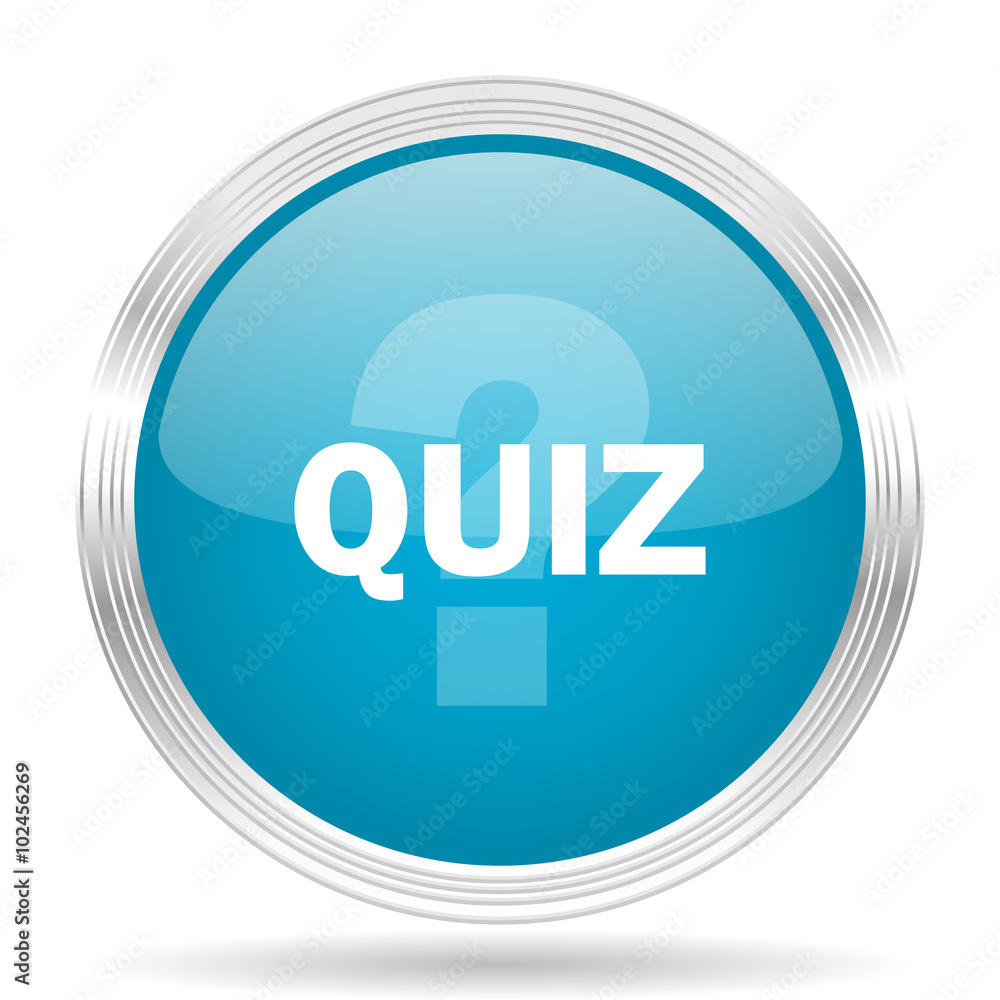 Poster quiz blue glossy metallic circle modern web icon on white background