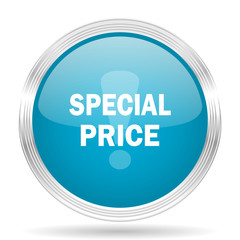 special price blue glossy metallic circle modern web icon on white background