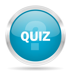 quiz blue glossy metallic circle modern web icon on white background