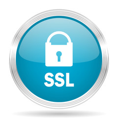 ssl blue glossy metallic circle modern web icon on white background
