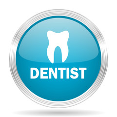 dentist blue glossy metallic circle modern web icon on white background
