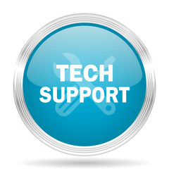 technical support blue glossy metallic circle modern web icon on white background