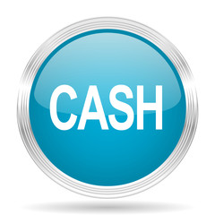 cash blue glossy metallic circle modern web icon on white background