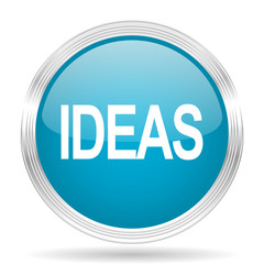 ideas blue glossy metallic circle modern web icon on white background