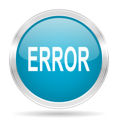 error blue glossy metallic circle modern web icon on white background