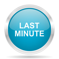 last minute blue glossy metallic circle modern web icon on white background