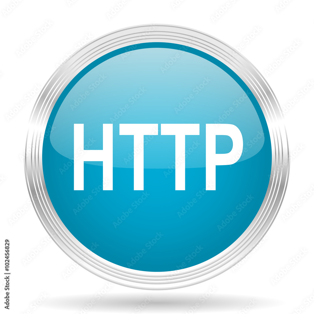 Poster http blue glossy metallic circle modern web icon on white background