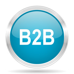 b2b blue glossy metallic circle modern web icon on white background