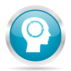 head blue glossy metallic circle modern web icon on white background