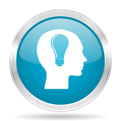 head blue glossy metallic circle modern web icon on white background