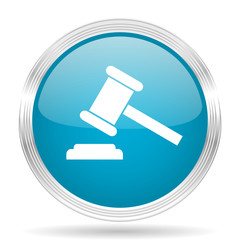 auction blue glossy metallic circle modern web icon on white background