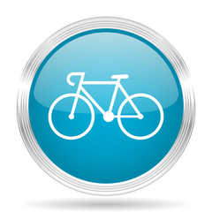 bicycle blue glossy metallic circle modern web icon on white background