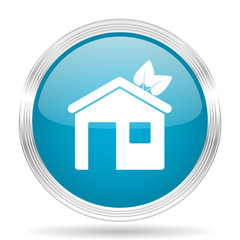 house blue glossy metallic circle modern web icon on white background