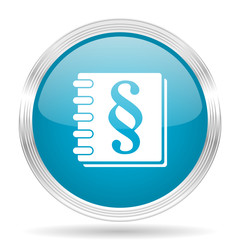 law blue glossy metallic circle modern web icon on white background