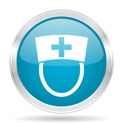 Obraz premium nurse blue glossy metallic circle modern web icon on white background
