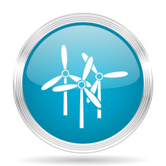 windmill blue glossy metallic circle modern web icon on white background