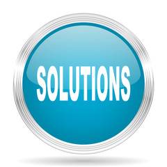 solutions blue glossy metallic circle modern web icon on white background