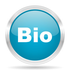 bio blue glossy metallic circle modern web icon on white background