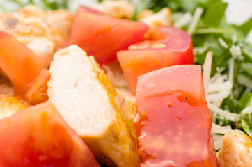 Salad with chicken meat - Close up