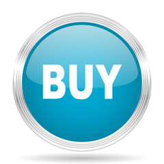 buy blue glossy metallic circle modern web icon on white background