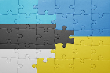 puzzle with the national flag of ukraine and estonia