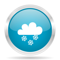 snowing blue glossy metallic circle modern web icon on white background