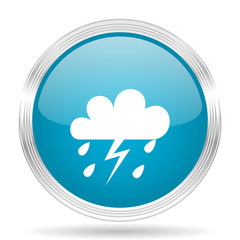 storm blue glossy metallic circle modern web icon on white background