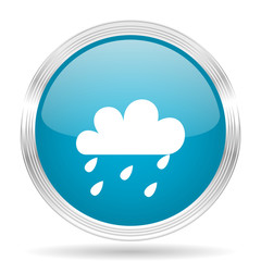 rain blue glossy metallic circle modern web icon on white background