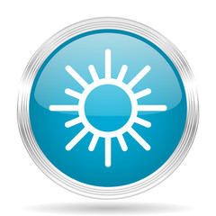 sun blue glossy metallic circle modern web icon on white background