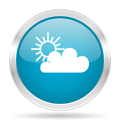 cloud blue glossy metallic circle modern web icon on white background
