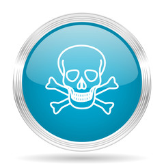 skull blue glossy metallic circle modern web icon on white background