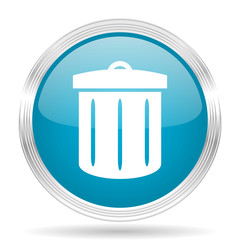 recycle blue glossy metallic circle modern web icon on white background