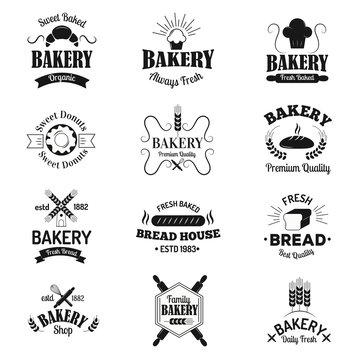 Bakery badges and logo icons thin modern style vector collection set
