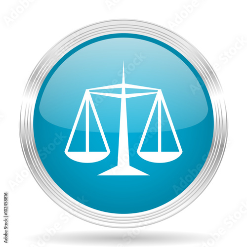 "justice blue glossy metallic circle modern web icon on white