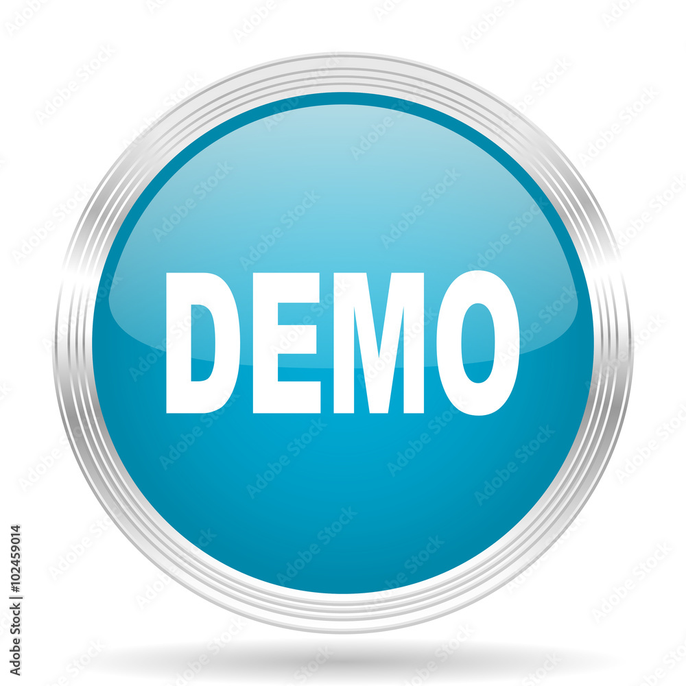 Aufkleber demo blue glossy metallic circle modern web icon on white background