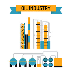Oil industry flat style vector symbols