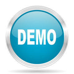 demo blue glossy metallic circle modern web icon on white background