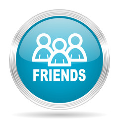friends blue glossy metallic circle modern web icon on white background