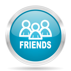 friends blue glossy metallic circle modern web icon on white background