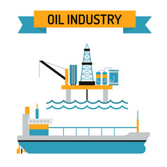 Oil industry flat style vector symbols