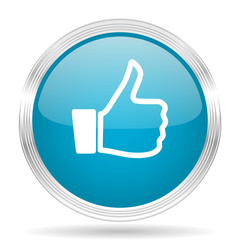 like blue glossy metallic circle modern web icon on white background