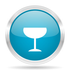 alcohol  blue glossy metallic circle modern web icon on white background
