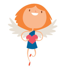 Valentine Day cupid angels cartoon style vector illustration