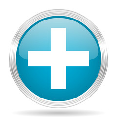 Fototapeta premium plus blue glossy metallic circle modern web icon on white background