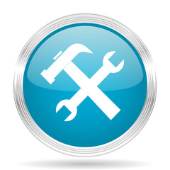 Fototapeta premium tool blue glossy metallic circle modern web icon on white background