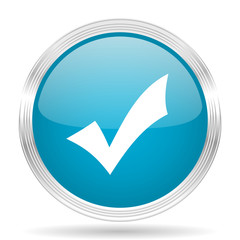 accept blue glossy metallic circle modern web icon on white background