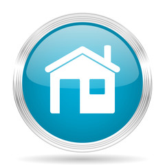 house blue glossy metallic circle modern web icon on white background