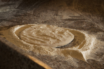 Flour on ceramic table