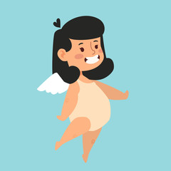 Valentine Day cupid angels cartoon style vector illustration